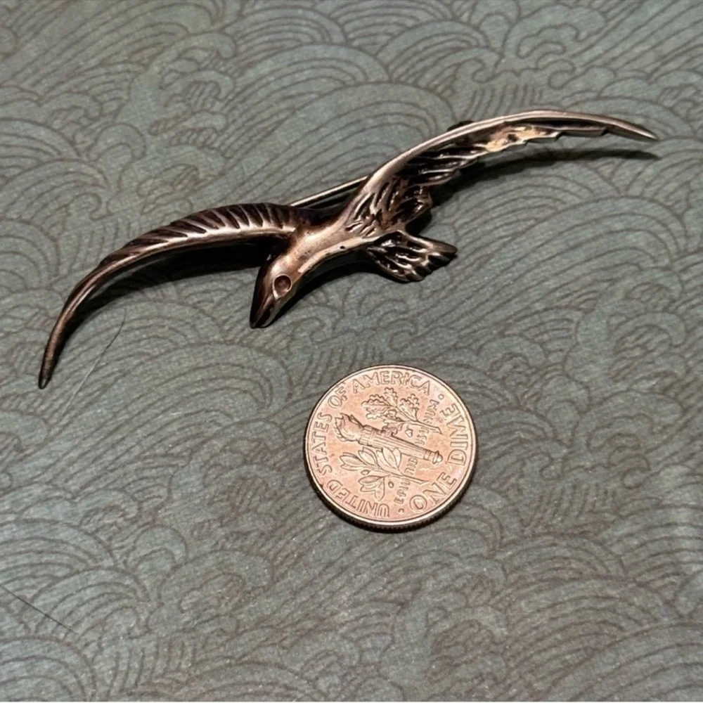 STERLING SILVER VINTAGE SEAGULL BROOCH
